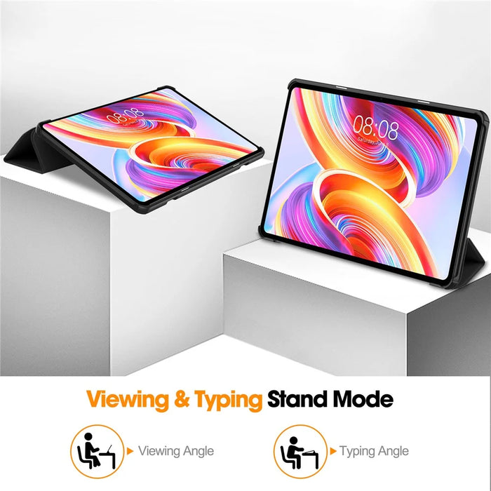 For Teclast T50 Tri-fold Stand Shell Auto Sleep  /  Wake Tablet Case PU Leather Full Protective Cover - Black - 3