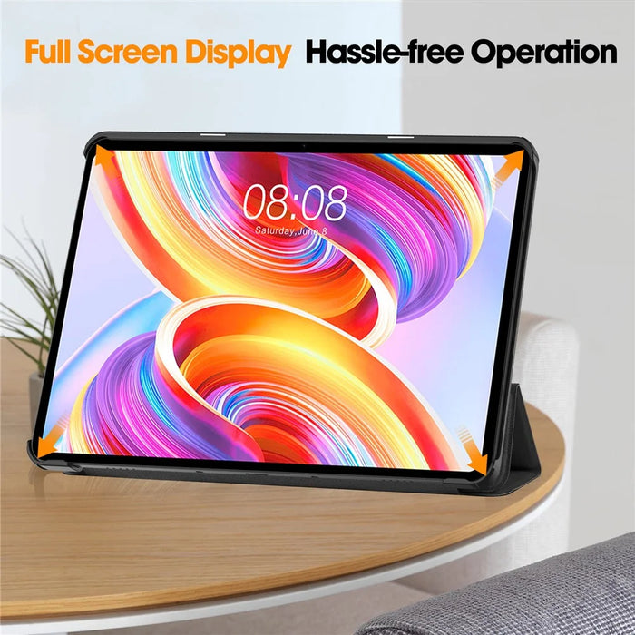 For Teclast T50 Tri-fold Stand Shell Auto Sleep  /  Wake Tablet Case PU Leather Full Protective Cover - Black - 4