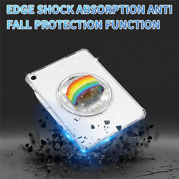 Kickstand Tablet Case for iPad 10.2 (2021) / (2020) / (2019) ,  Rotary Hand Strap TPU+PC Tablet Cover - Glitter White - 4