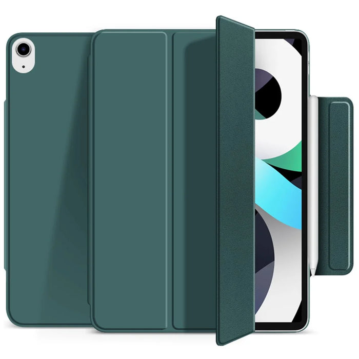 AHASTYLE IP03 Tablet Case for iPad Pro 11 (2018) / (2020) / (2021) / (2022) / iPad Air (2020) / (2022) PU Leather Tri-fold Stand Magnetic Cover - Midnight Green - 1