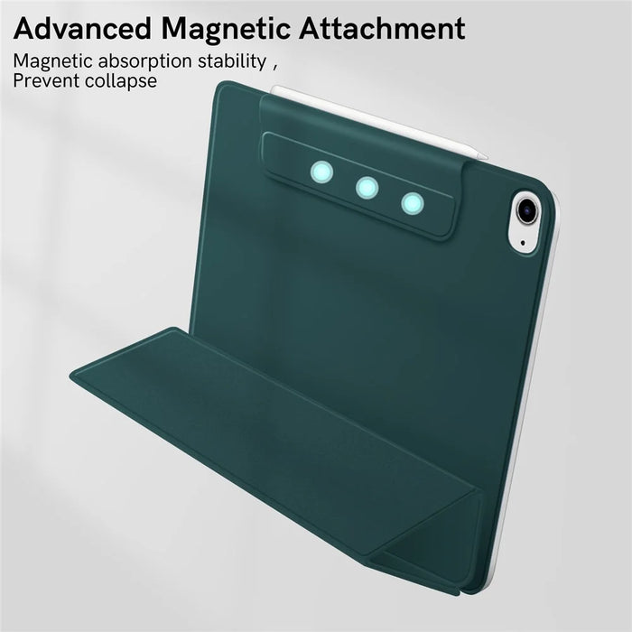 AHASTYLE IP03 Tablet Case for iPad Pro 11 (2018) / (2020) / (2021) / (2022) / iPad Air (2020) / (2022) PU Leather Tri-fold Stand Magnetic Cover - Midnight Green - 3