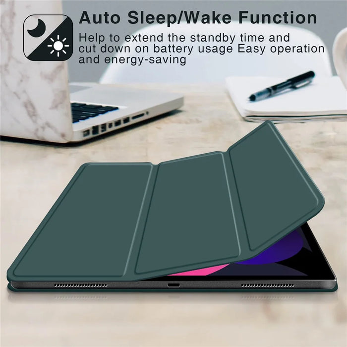 AHASTYLE IP03 Tablet Case for iPad Pro 11 (2018) / (2020) / (2021) / (2022) / iPad Air (2020) / (2022) PU Leather Tri-fold Stand Magnetic Cover - Midnight Green - 5