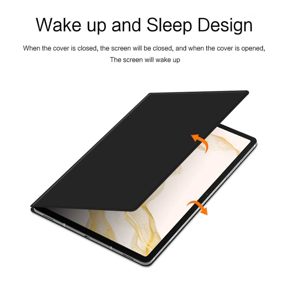 For Samsung Galaxy Tab S8 / S7 Magnetic Attachment Tablet Case PU Leather+PC Stand Cover with Auto Sleep / Wake - Black - 3