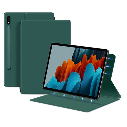 For Samsung Galaxy Tab S8 / S7 PU Leather Magnetic Tablet Case Stand Auto Sleep / Wake Cover - Green - 1