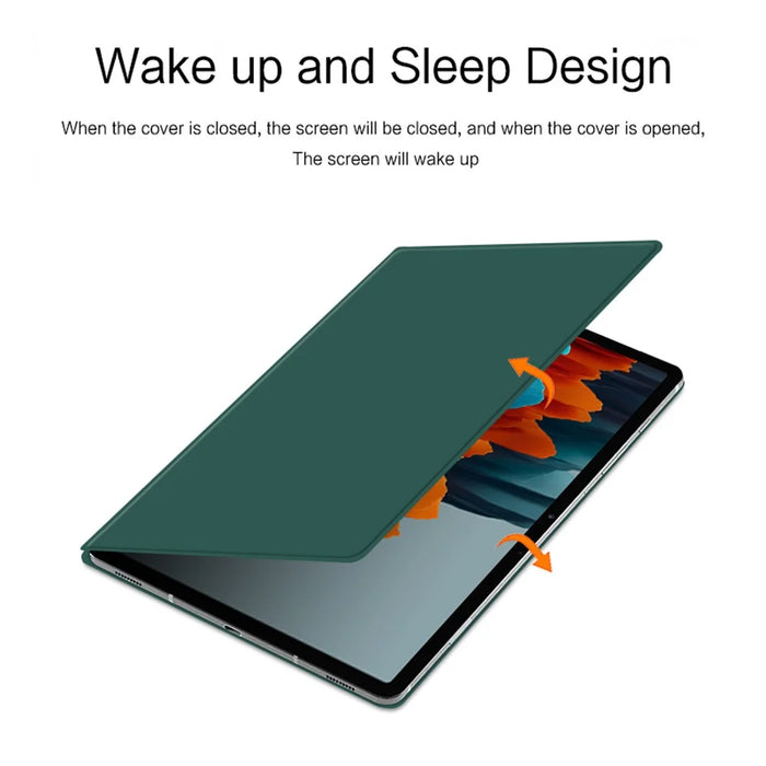For Samsung Galaxy Tab S8 / S7 PU Leather Magnetic Tablet Case Stand Auto Sleep / Wake Cover - Green - 3