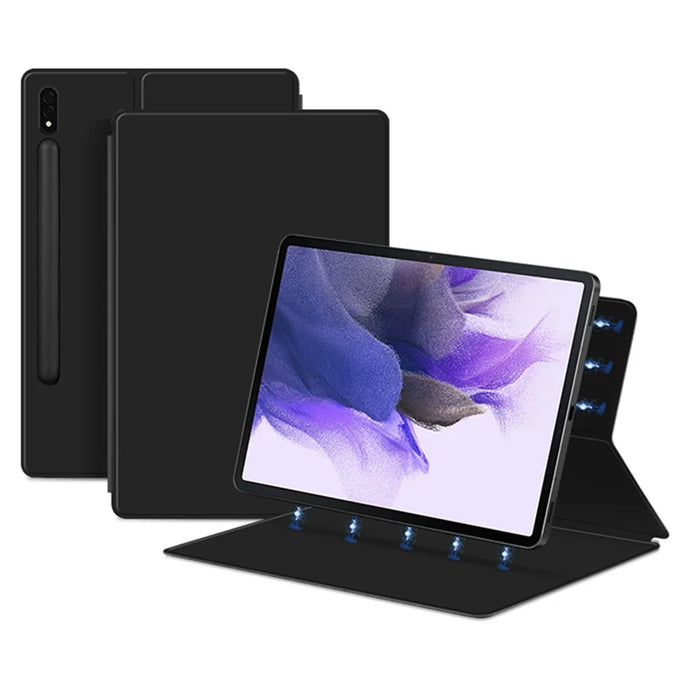 For Samsung Galaxy Tab S10+ / S9+ Full Body Smart Cover PU Leather Stand Magnetic Tablet Case - Black - 1