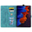 For Samsung Galaxy Tab S9 Ultra / S8 Ultra Card Slots Leather Tablet Case Stand Imprinted Flower Cat Tablet Cover - Green - 2