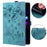 For Samsung Galaxy Tab S9 Ultra / S8 Ultra Card Slots Leather Tablet Case Stand Imprinted Flower Cat Tablet Cover - Green - 4