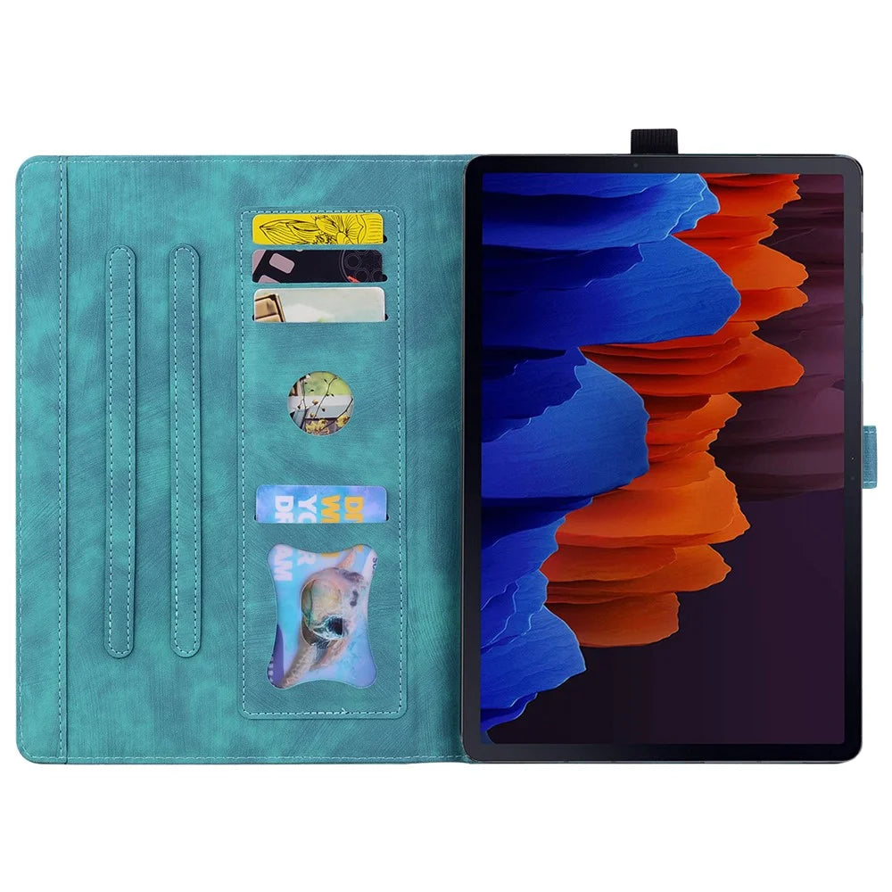 Card Slots Tablet Case for Samsung Galaxy Tab S9+ / S8+ / S7+ / S7 FE T970 T976B PU Leather Stand Tablet Cover - Green - 2