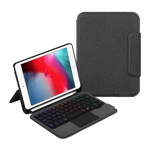For iPad mini 4 / mini (2019) 7.9 inch Leather Case + Touchpad Bluetooth-compatible Keyboard with Backlit - 1