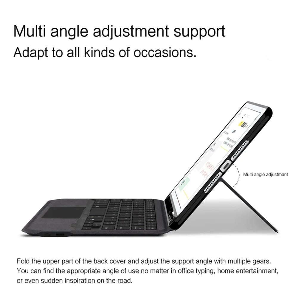 For iPad mini 4 / mini (2019) 7.9 inch Leather Case + Touchpad Bluetooth-compatible Keyboard with Backlit - 4