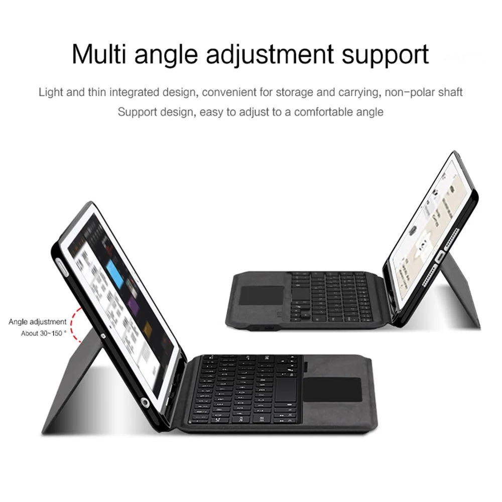 For iPad mini 4 / mini (2019) 7.9 inch Leather Case + Touchpad Bluetooth-compatible Keyboard with Backlit - 5