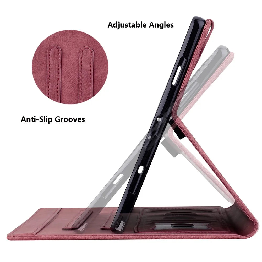 For iPad 10.2 (2021) / (2019) / (2020) / iPad Air 10.5 inch (2019) / iPad Pro 10.5-inch (2017) Leather Cover Flower Cat Imprinted Tablet Case - Wine Red - 5