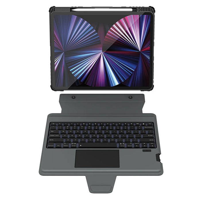 NILLKIN Bumper Combo Stand Tablet Case for iPad Pro 12.9 (2020) / (2021) / (2022) PU Leather Folio Cover + Touchpad Backlight Keyboard - 3