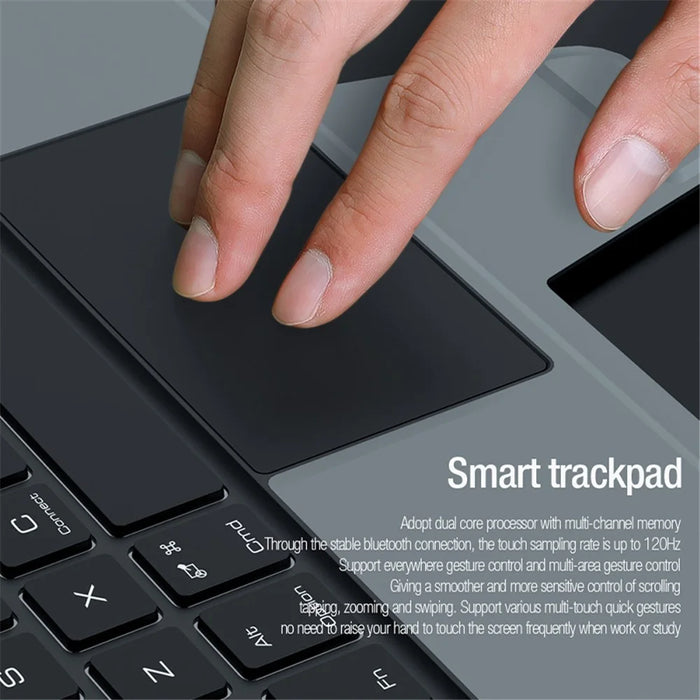 NILLKIN Bumper Combo Stand Tablet Case for iPad Pro 12.9 (2020) / (2021) / (2022) PU Leather Folio Cover + Touchpad Backlight Keyboard - 6