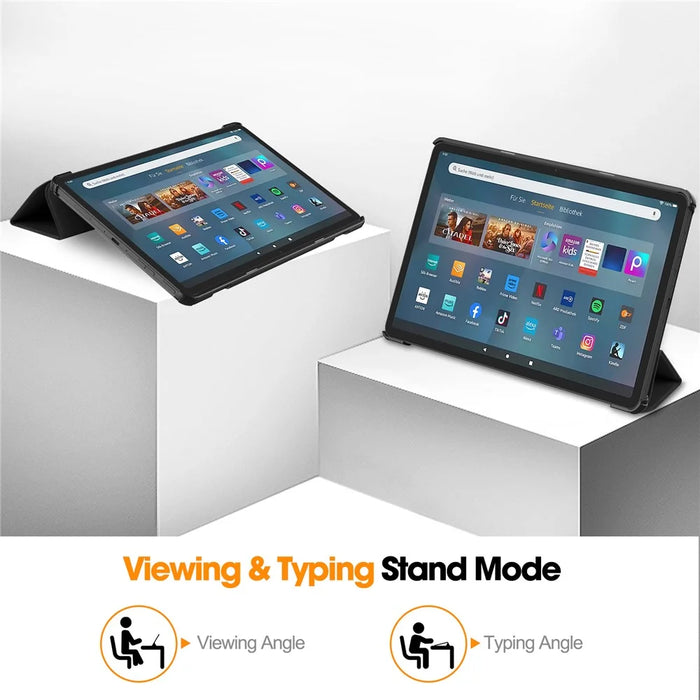 For Amazon Fire Max 11 PU Leather Tablet Case Tr-fold Stand Cover with Auto Sleep / Wake - Black - 4