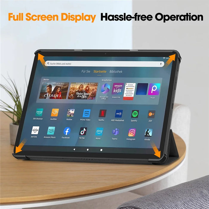 For Amazon Fire Max 11 PU Leather Tablet Case Tr-fold Stand Cover with Auto Sleep / Wake - Black - 5