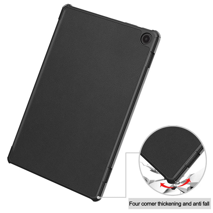 For Amazon Fire Max 11 PU Leather Tablet Case Tr-fold Stand Cover with Auto Sleep / Wake - Black - 7