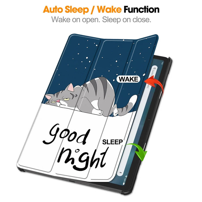 For Amazon Fire Max 11 Auto Wake / Sleep PU Leather Tablet Case Tri-fold Stand Pattern Printed Cover - Cat - 2
