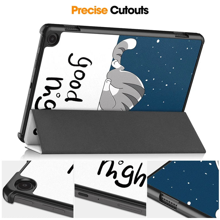For Amazon Fire Max 11 Auto Wake / Sleep PU Leather Tablet Case Tri-fold Stand Pattern Printed Cover - Cat - 5