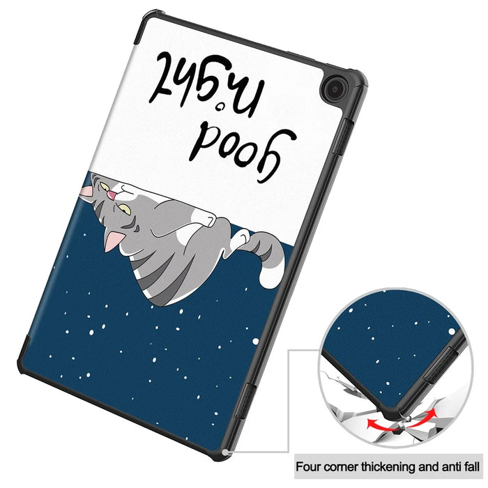 For Amazon Fire Max 11 Auto Wake / Sleep PU Leather Tablet Case Tri-fold Stand Pattern Printed Cover - Cat - 6