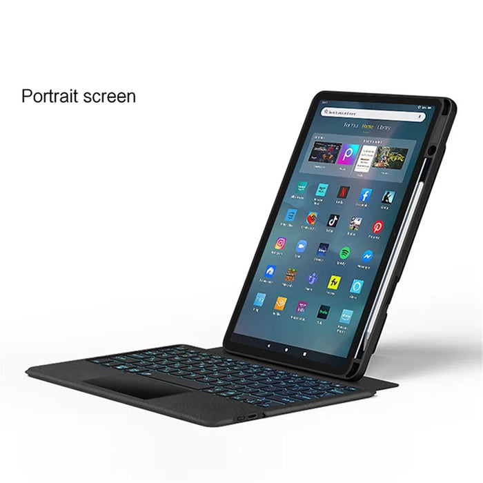 For Amazon Fire Max 11 Leather Case + Bluetooth-compatible Keyboard with Backlight Trackpad - 4