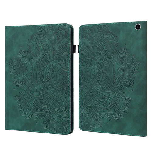For Amazon Fire Max 11 PU Leather Tablet Case Card Holder Pattern Imprinted Stand Protective Cover - Green - 1