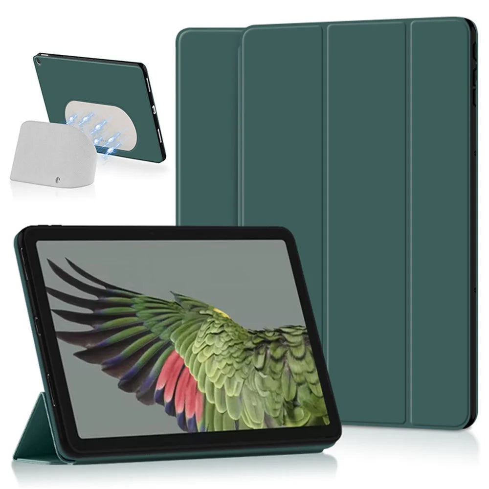 PU Leather + TPU Tablet Case for Google Pixel Tablet , Trifold Stand Protective Tablet Cover - Cyan - 1
