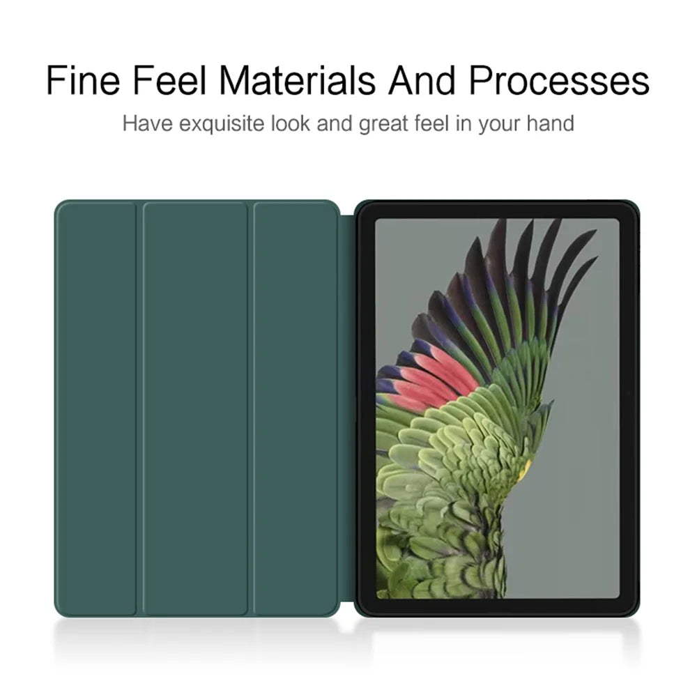 PU Leather + TPU Tablet Case for Google Pixel Tablet , Trifold Stand Protective Tablet Cover - Cyan - 2