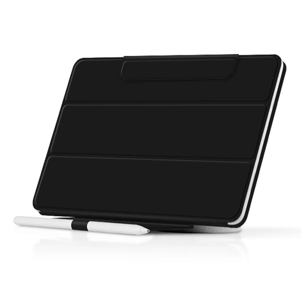 For Google Pixel Tablet Tri-fold Stand Cover PU Leather Magnetic Attachment Tablet Case - Black - 5