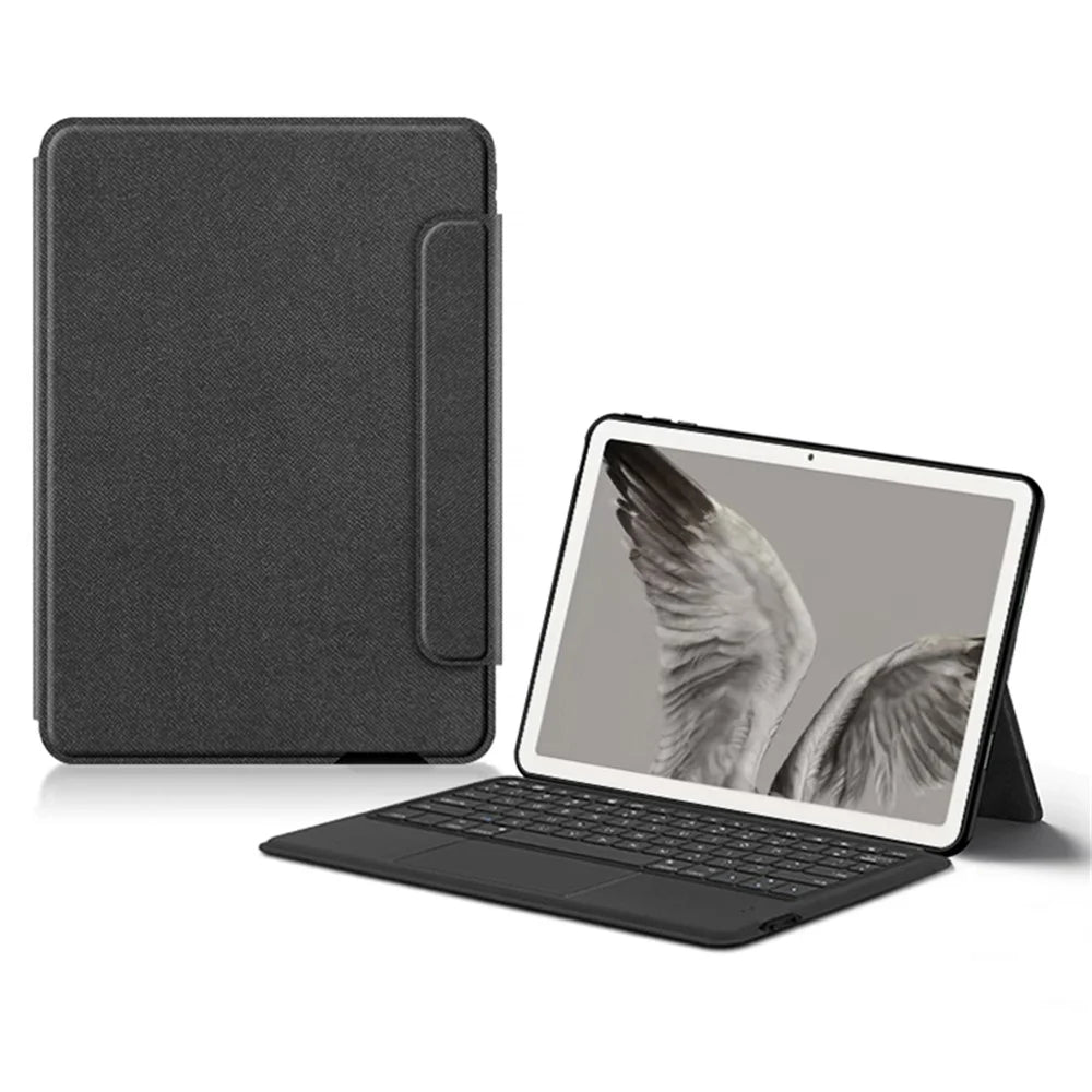 For Google Pixel Tablet Leather Case + Touchpad Bluetooth-compatible Keyboard - 1