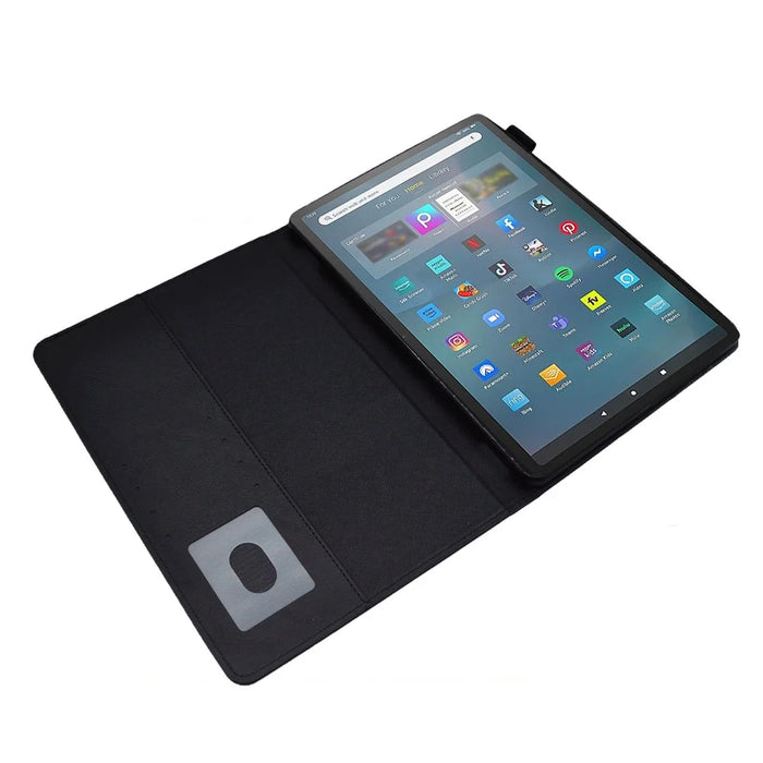 Tablet Case for Amazon Fire Max 11 , Card Holder Cowhide Texture PU Leather Stand Cover - Black - 2