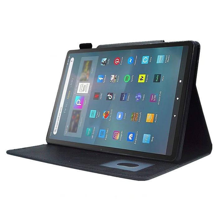Tablet Case for Amazon Fire Max 11 , Card Holder Cowhide Texture PU Leather Stand Cover - Black - 3