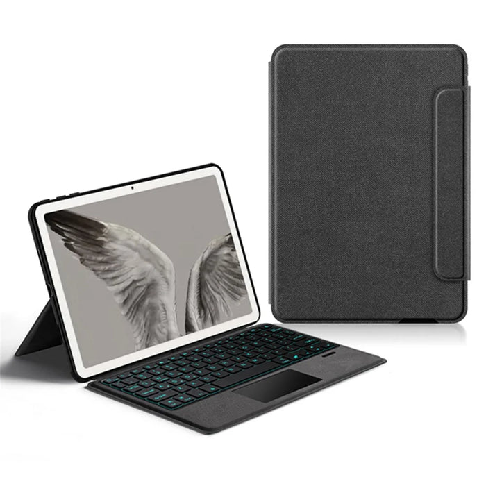 For Google Pixel Tablet Leather Case + Touchpad Bluetooth-compatible Keyboard with Backlit - 1