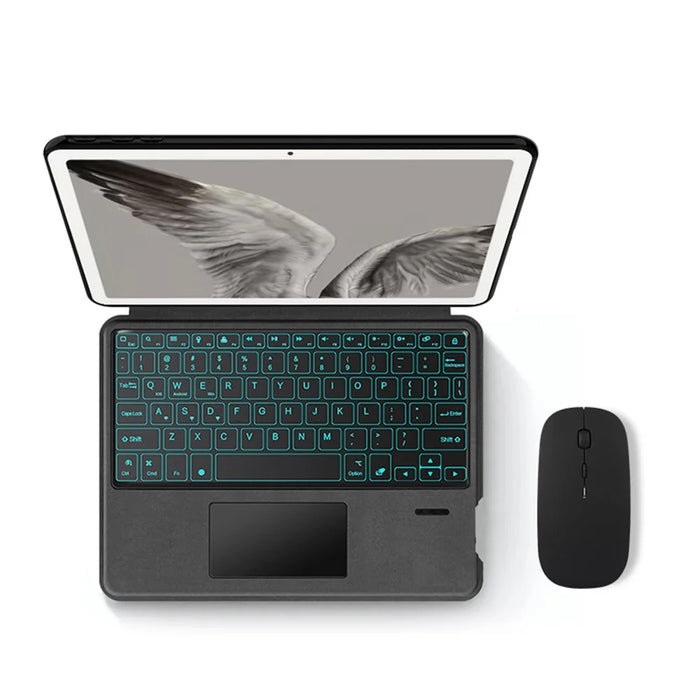 For Google Pixel Tablet Leather Case + Touchpad Bluetooth-compatible Keyboard with Backlit - 7