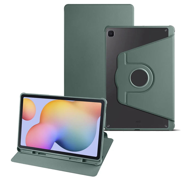 For Samsung Galaxy Tab S6 Lite (2024) / S6 Lite (2022) / S6 Lite (2020) Anti-Drop Tablet Case Stand PU Leather Acrylic Cover - Blackish Green - 1