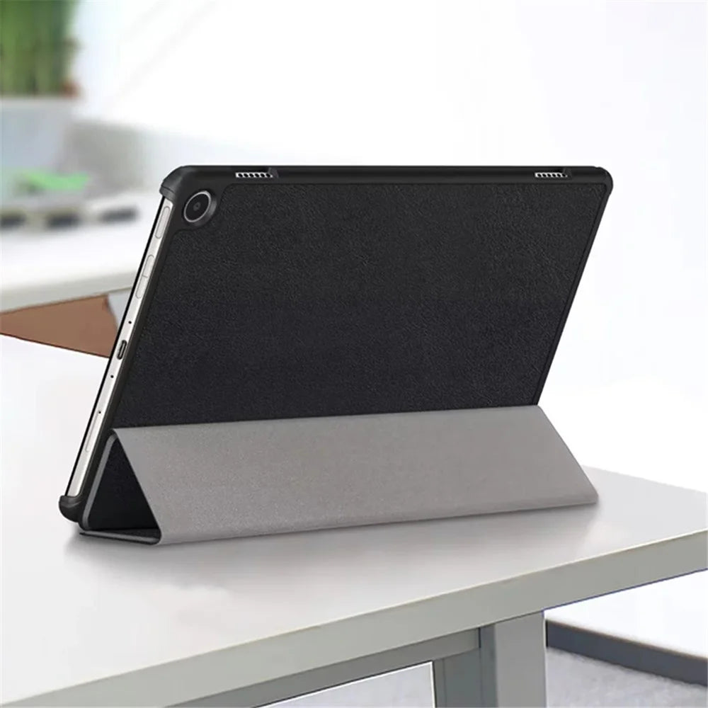 For Amazon Fire Max 11 Tri-fold Stand Tablet Case PU Leather Auto Wake / Sleep Full Body Protection Cover - Black - 4