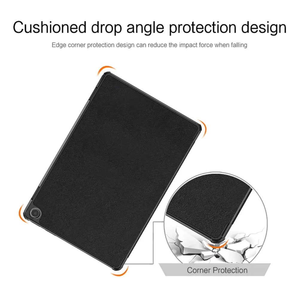 For Amazon Fire Max 11 Tri-fold Stand Tablet Case PU Leather Auto Wake / Sleep Full Body Protection Cover - Black - 5