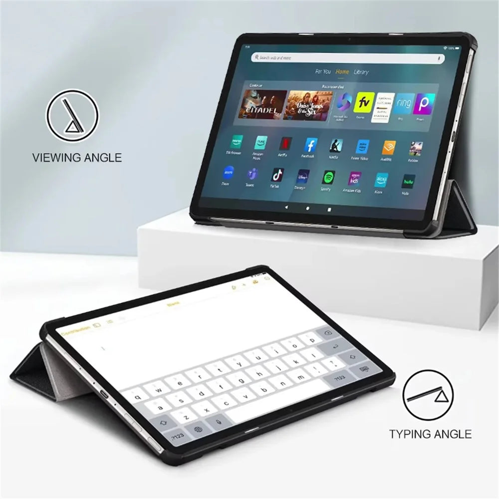 For Amazon Fire Max 11 Tri-fold Stand Tablet Case PU Leather Auto Wake / Sleep Full Body Protection Cover - Black - 6
