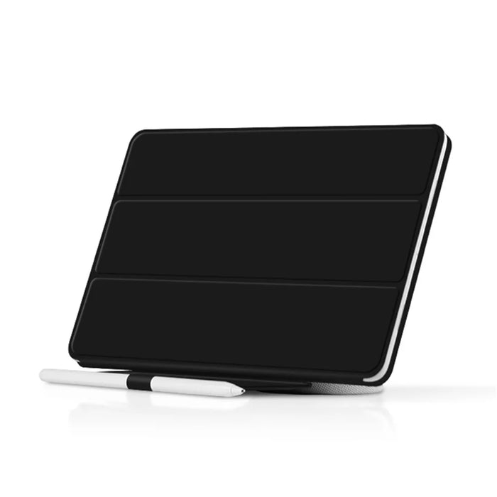 For Google Pixel Tablet Trifold Stand Magnetic Leather Tablet Cover Pen Holder Case with Hole for Charger Speaker Dock - Black - 7