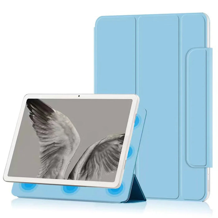 For Google Pixel Tablet Tri-fold Stand Cover PU Leather Magnetic Absorption Smart Tablet Case - Baby Blue - 1
