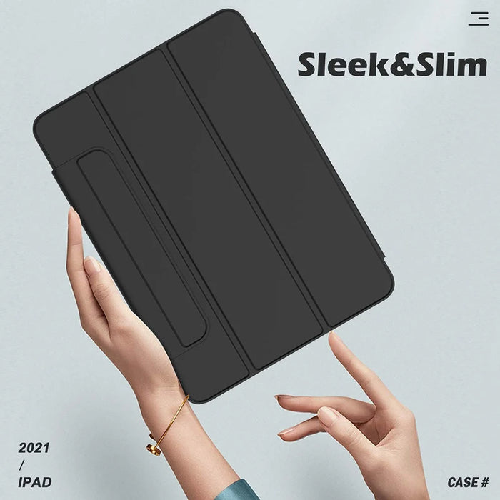 For Google Pixel Tablet Tri-fold Stand Cover PU Leather Magnetic Absorption Smart Tablet Case - Baby Blue - 5