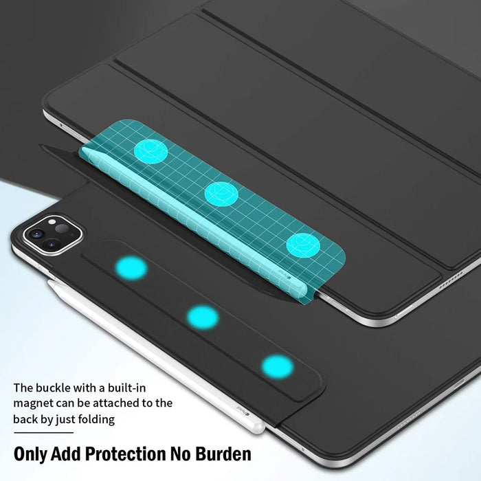 For Google Pixel Tablet Tri-fold Stand Cover PU Leather Magnetic Absorption Smart Tablet Case - Baby Blue - 7
