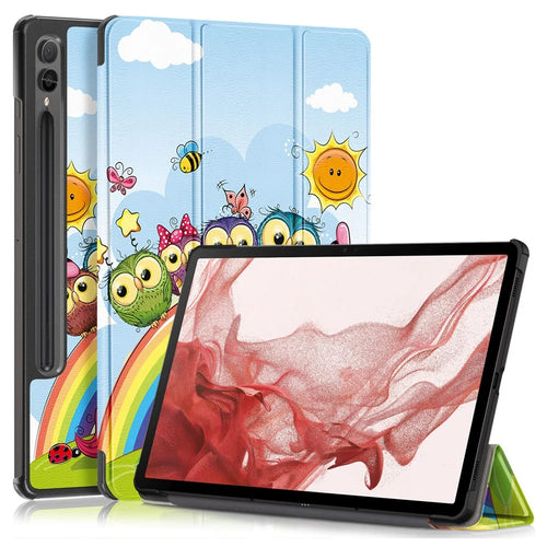 For Samsung Galaxy Tab S10+ Wi-Fi SM-X820 SM-X826B / Tab S9+ Tri-Fold Stand Cover PU Leather Pattern Printing Smart Tablet Case - Horse - 1