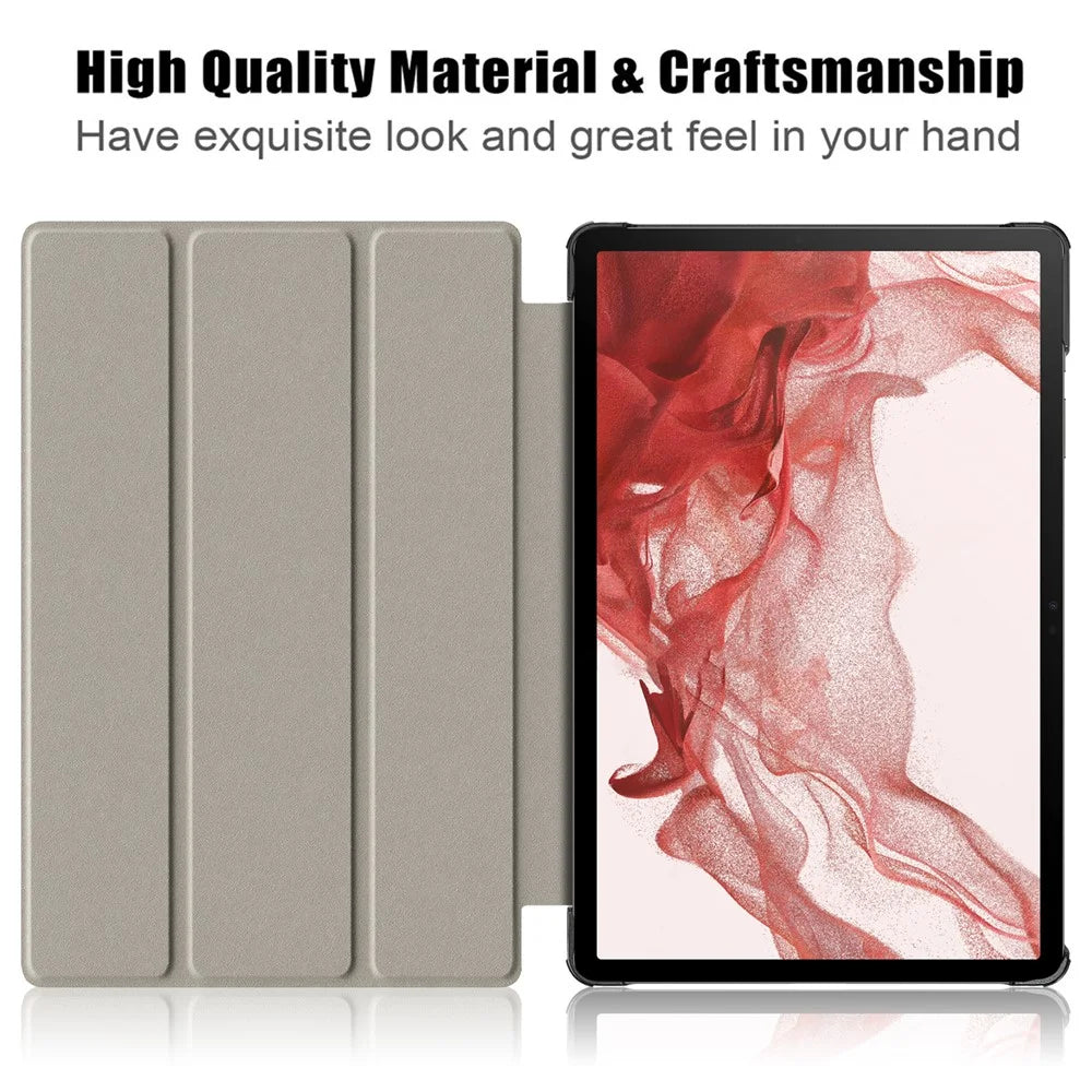 For Samsung Galaxy Tab S10+ Wi-Fi SM-X820 SM-X826B / Tab S9+ Tri-Fold Stand Cover PU Leather Pattern Printing Smart Tablet Case - Horse - 2