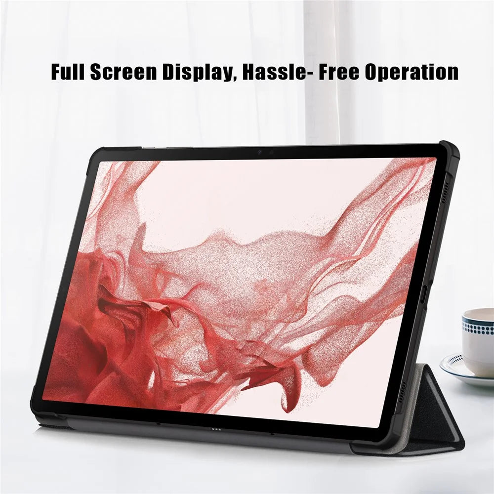 For Samsung Galaxy Tab S10+ Wi-Fi SM-X820 SM-X826B / Tab S9+ / S9 FE+ PU Leather Trifold Stand Cover Smart Tablet Case - Black - 5