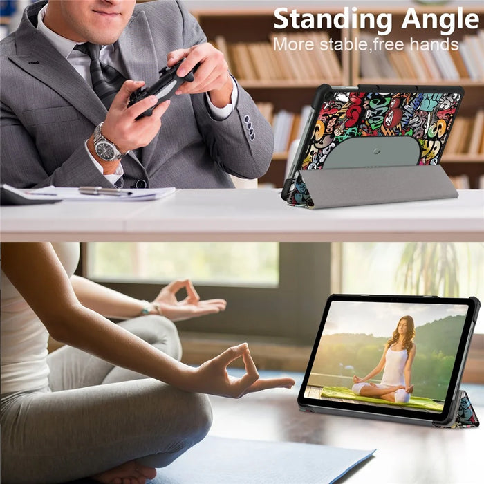 Pattern Printed Shockproof Case for Google Pixel Tablet Tri-fold Stand PU Leather Tablet Cover - Graffiti - 7