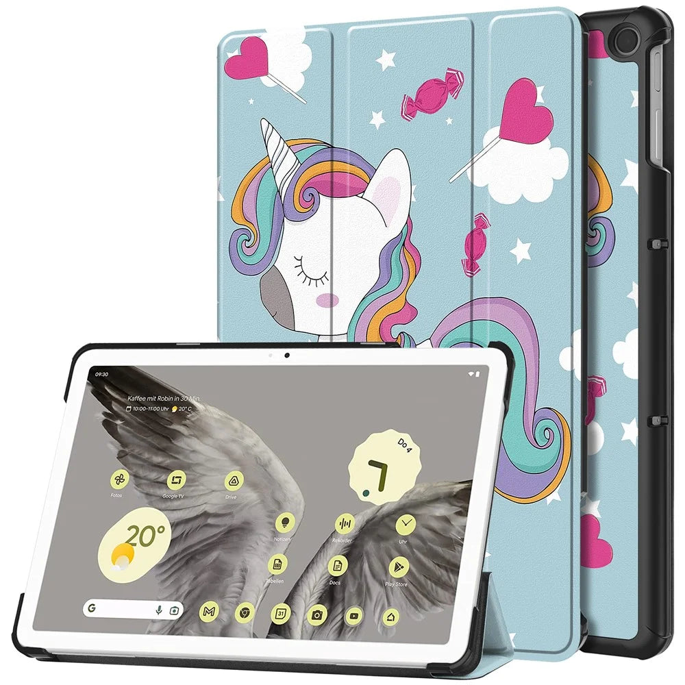 Trifold Stand PU Leather Case for Google Pixel Tablet , Pattern Printing Protective Tablet Cover - Horse - 1