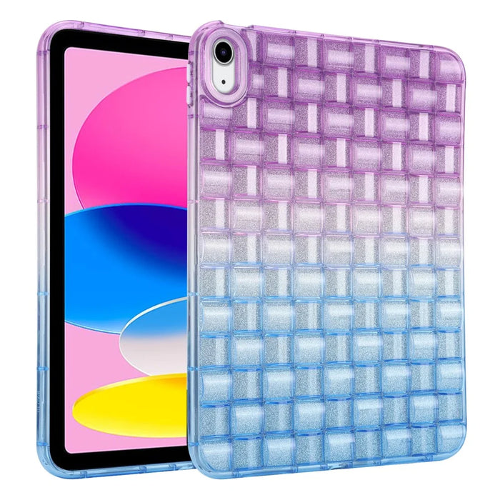 For iPad (2025) / 10.9 (2022) Shockproof TPU Case Braided Gradient Glitter Anti-Drop Tablet Protector - Purple / Blue - 1