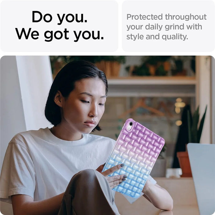 For iPad (2025) / 10.9 (2022) Shockproof TPU Case Braided Gradient Glitter Anti-Drop Tablet Protector - Purple / Blue - 2